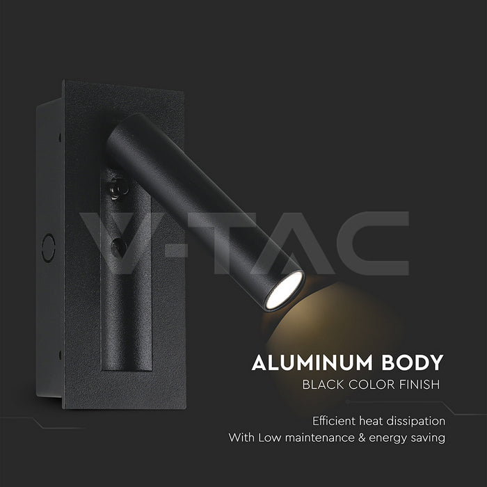 2W(76Lm) LED nakts gaismeklis, V-TAC, IP20, silti balta gaisma 3000K