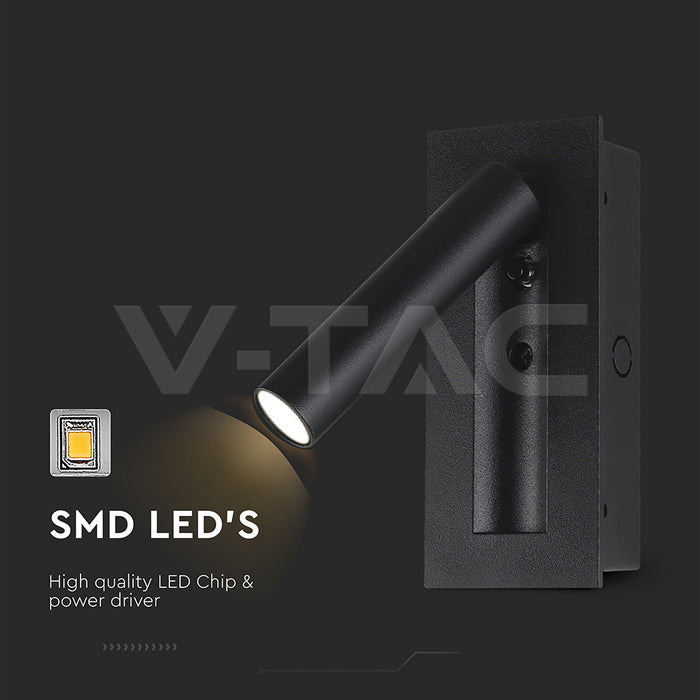 2W(76Lm) LED nakts gaismeklis, V-TAC, IP20, silti balta gaisma 3000K