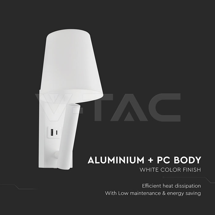 2W(60Lm) LED nakts gaismekli,s V-TAC, IP20, silti balta gaisma 3000K