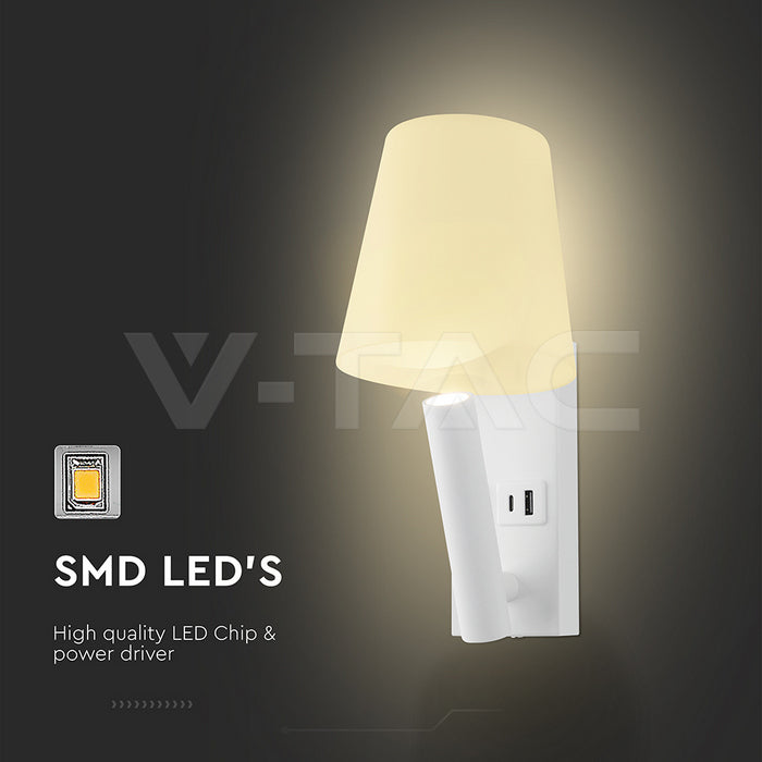 2W(60Lm) LED nakts gaismekli,s V-TAC, IP20, silti balta gaisma 3000K