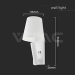 2W(60Lm) LED nakts gaismekli,s V-TAC, IP20, silti balta gaisma 3000K