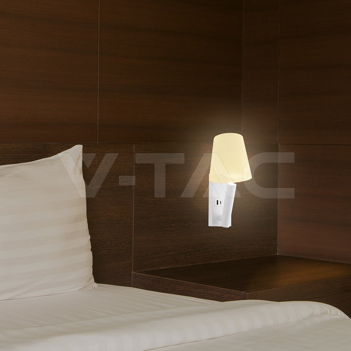 2W(60Lm) LED nakts gaismekli,s V-TAC, IP20, silti balta gaisma 3000K