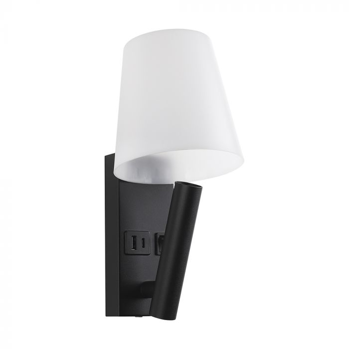 8W LED naktslampiņa pie gultas, V-TAC CREE VT-88062, IP20, melna, silti balta gaisma 3000K