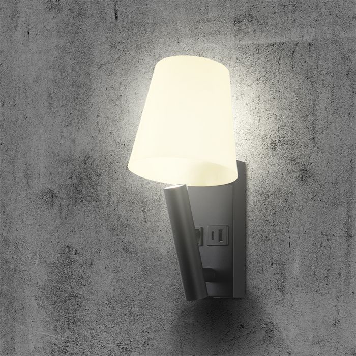 8W LED naktslampiņa pie gultas, V-TAC CREE VT-88062, IP20, melna, silti balta gaisma 3000K