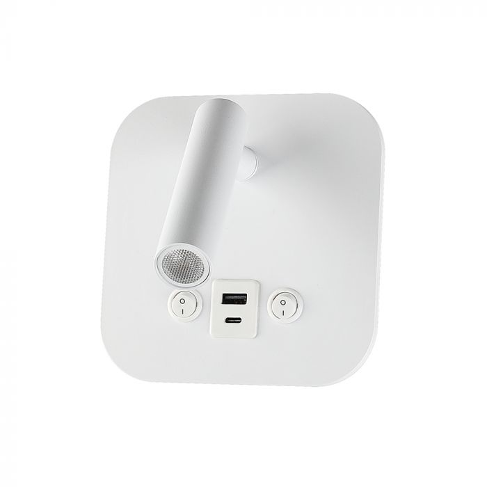 8W(830Lm) LED nakts gaismeklis, IP20, V-TAC, balts, silti balta gaisma 3000K