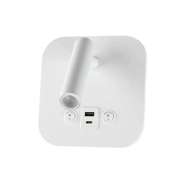 8W(830Lm) LED nakts gaismeklis, IP20, V-TAC, balts, silti balta gaisma 3000K