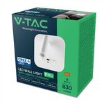8W(830Lm) LED nakts gaismeklis, IP20, V-TAC, balts, silti balta gaisma 3000K