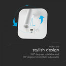 8W(830Lm) LED nakts gaismeklis, IP20, V-TAC, balts, silti balta gaisma 3000K