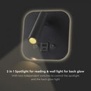 8W(830Lm) LED nakts gaismeklis, IP20, V-TAC, melns, silti balta gaisma 3000K