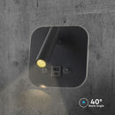 8W(830Lm) LED nakts gaismeklis, IP20, V-TAC, melns, silti balta gaisma 3000K