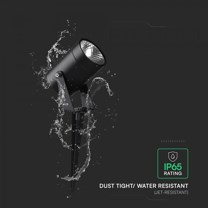 10W(880Lm) LED gaismeklis, IP65, IK06,  V-TAC, melns, neitrāli balta gaisma 4000K