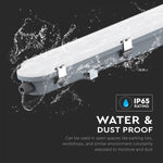 120cm_36W(4320Lm) 120LM/W V-TAC Lineārais gaismeklis, IP65, IK06, piena krāsā, bez kontaktdakšas(kabeļu savienojums), auksti balta gaisma 6500K