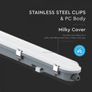 48W(5760Lm) 120LM/W 150cm V-TAC lineaarne valgusti mikrolaineanduriga, IP65, IK06, piimavärv, ilma pistikuta (kaabliühendus), neutraalne valge valgus 4000K