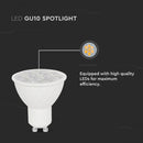 GU10 6W(445Lm) LED Spuldze, V-TAC, IP20, silti bata gaisma 3000K