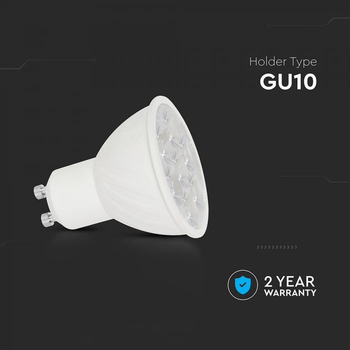 GU10 6W(445Lm) LED Spuldze, V-TAC, IP20, silti bata gaisma 3000K