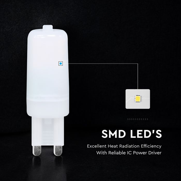 G9 1.1W(100Lm) LED Spuldze, V-TAC, IP20, silti balta gaisma 3000K