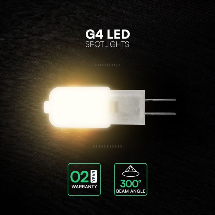 G4 1.1W(100Lm) LED Spuldze, V-TAC, IP20, silti balta gaisma 3000K