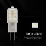 G4 1.1W(100Lm) LED Spuldze, V-TAC, IP20, auksti balta gaisma 6500K