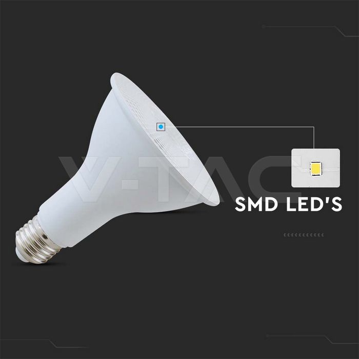 E27 11W(800Lm) LED Spuldze PAR30, V-TAC, IP20, neitrāli balta gaisma 4000K