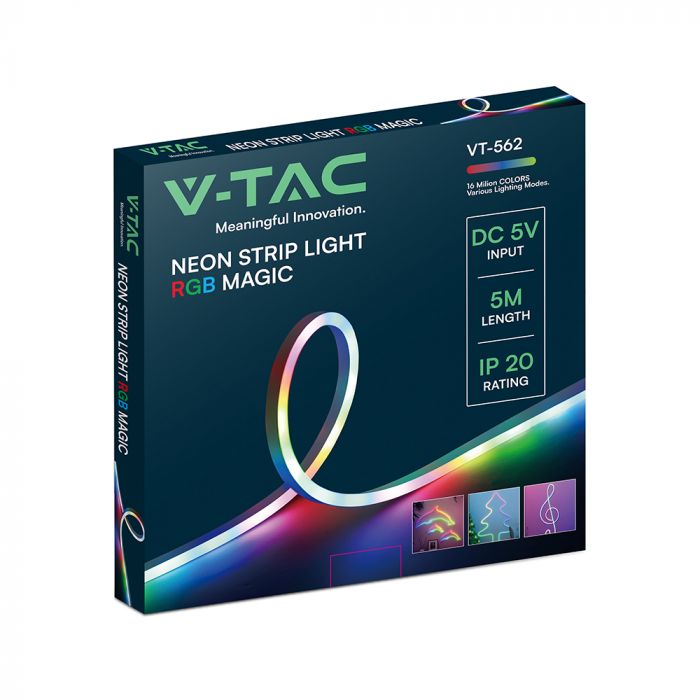 5m Set_3W/m DC:5V 0.6A RGB Neon LED Strip Set, IP20, includes a remote control, 1 USB controller, compatible with any USB device