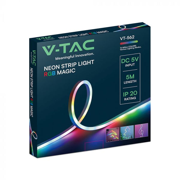 3W/m DC:5V 0.6A RGB neona LED lentu komplekts, IP20, 5 m, komplektā tālvadības pults, 1 USB kontrolieris, savietojams ar jebkuru USB ierīci