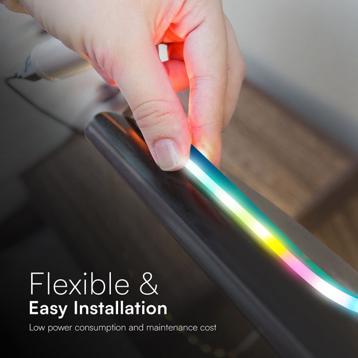 3W/m DC:5V 0.6A RGB neona LED lentu komplekts, IP20, 5 m, komplektā tālvadības pults, 1 USB kontrolieris, savietojams ar jebkuru USB ierīci