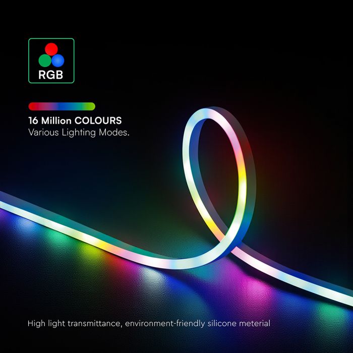 3W/m DC:5V 0.6A RGB neona LED lentu komplekts, IP20, 5 m, komplektā tālvadības pults, 1 USB kontrolieris, savietojams ar jebkuru USB ierīci