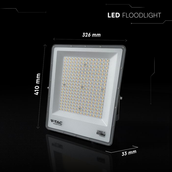 200W(16450Lm) LED  SMD-CREE Chip prožektors bez kustību sensora, IP65, V-TAC, melns, 3IN1
