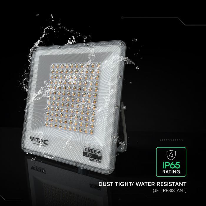 KASTE 10 gab. x 17,91€ – 100W(8150Lm) LED SMD-CREE prožektors bez kustību sensora, 3in1 (3000K/4000K/6500K pārslēdzams), V-TAC, IP65