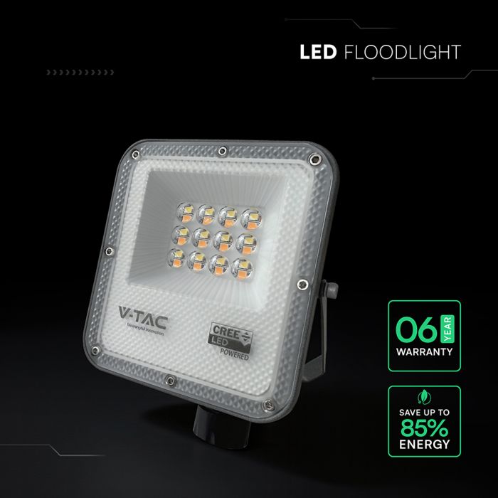 10W(730Lm) LED SMD-CREE Chip prožektors bez kustību sensora, IP65, V-TAC, melns, 3IN1