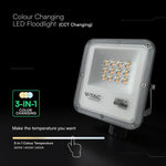 10W(730Lm) LED SMD-CREE Chip prožektors bez kustību sensora, IP65, V-TAC, melns, 3IN1