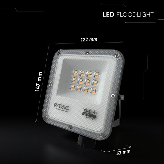 10W(730Lm) LED SMD-CREE Chip prožektors bez kustību sensora, IP65, V-TAC, melns, 3IN1