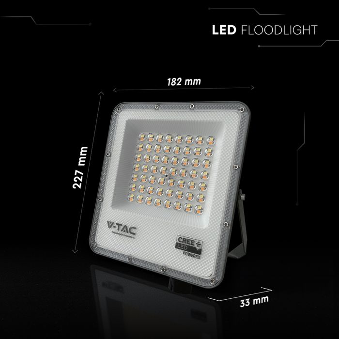 50W(4500Lm) LED SMD-CREE Chip prožektors bez kustību sensora, IP65, V-TAC, melns, 3IN1
