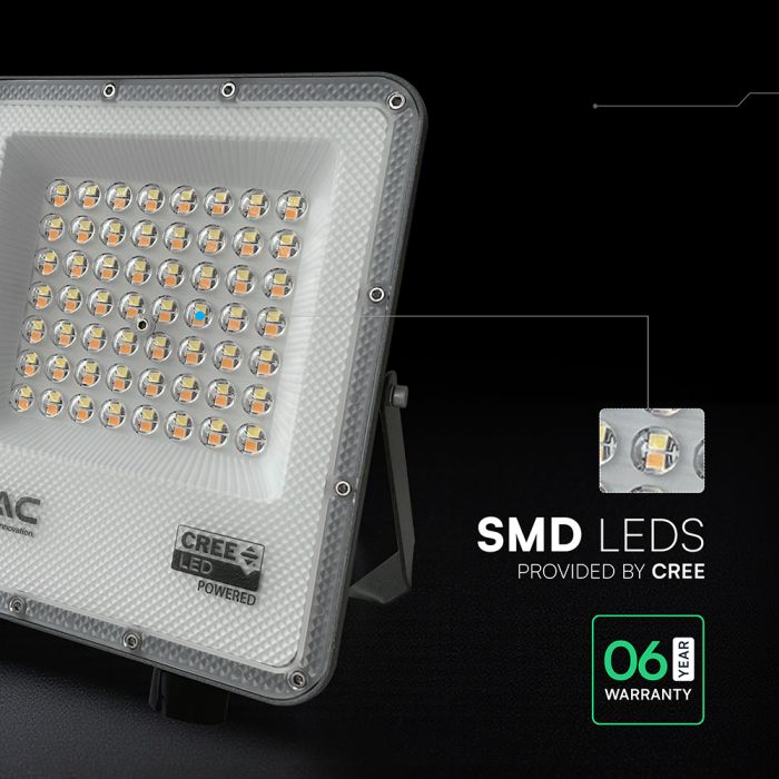 50W(4500Lm) LED SMD-CREE Chip prožektors bez kustību sensora, IP65, V-TAC, melns, 3IN1