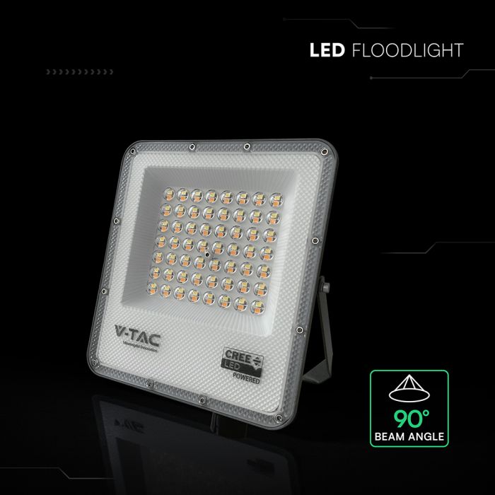 50W(4500Lm) LED SMD-CREE Chip prožektors bez kustību sensora, IP65, V-TAC, melns, 3IN1