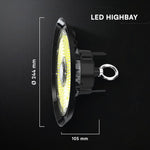 100W(13500Lm) 155Lm/W LED Noliktavas apgaismojums, V-TAC, IP65, IK06, melns, auksti balta gaisma 6500K