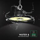 100W(15500Lm) 155Lm/W LED Noliktavas apgaismojums, V-TAC, IP65, IK06, melns, auksti balta gaisma 6500K