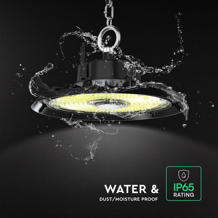 100W(13500Lm) 155Lm/W LED Noliktavas apgaismojums, V-TAC, IP65, IK06, melns, auksti balta gaisma 6500K
