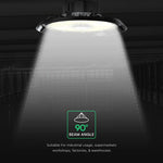 100W(13500Lm) 155Lm/W LED Noliktavas apgaismojums, V-TAC, IP65, IK06, melns, auksti balta gaisma 6500K