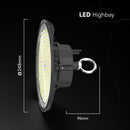 200W(31000Lm) LED industriālais UFO tipa gaismeklis, V-TAC VT-91202, SMD, 155Lm/W, IP65, IK06, melns, 288x288x96mm, 220–240V, 90°, 5 gadu garantija, gaisma 4000K