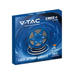 Cena par 1m_8W/m(800Lm/m) 0.33A/m LED Lente, V-TAC, 10 m, ūdensnedroša IP20, 24V, auksti balta gaisma 6500K