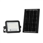50W(700Lm) LED prožektors ar solāro paneli  DC 6V 6W, V-TAC, IP65, melns, ar tālvadības pulti un regulējamu krāsu temperatūru,7IN1