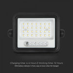50W(700Lm) LED prožektors ar solāro paneli  DC 6V 6W, V-TAC, IP65, melns, ar tālvadības pulti un regulējamu krāsu temperatūru,7IN1