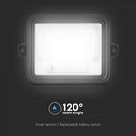 50W(700Lm) LED prožektors ar solāro paneli  DC 6V 6W, V-TAC, IP65, melns, ar tālvadības pulti un regulējamu krāsu temperatūru,7IN1