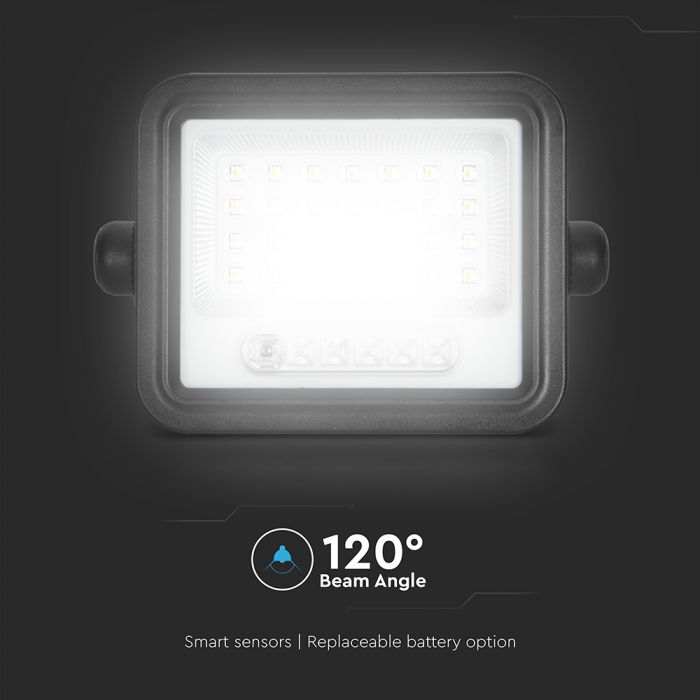 50W(700Lm) LED prožektors ar solāro paneli  DC 6V 6W, V-TAC, IP65, melns, ar tālvadības pulti un regulējamu krāsu temperatūru,7IN1