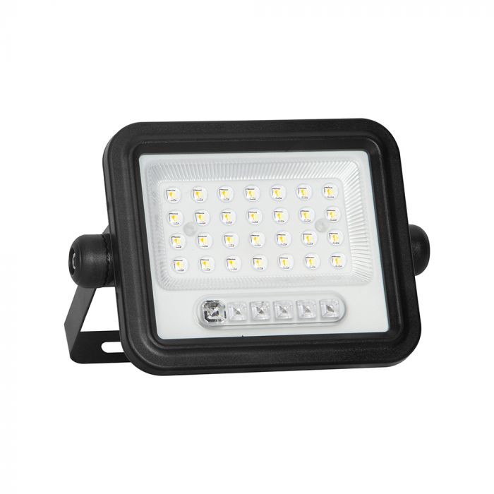 50W(700Lm) LED prožektors ar solāro paneli  DC 6V 6W, V-TAC, IP65, melns, ar tālvadības pulti un regulējamu krāsu temperatūru,7IN1