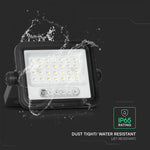 50W(700Lm) LED prožektors ar solāro paneli  DC 6V 6W, V-TAC, IP65, melns, ar tālvadības pulti un regulējamu krāsu temperatūru,7IN1