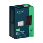 50W(700Lm) LED prožektors ar solāro paneli  DC 6V 6W, V-TAC, IP65, melns, ar tālvadības pulti un regulējamu krāsu temperatūru,7IN1
