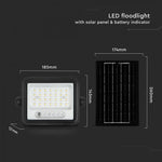 50W(700Lm) LED prožektors ar solāro paneli  DC 6V 6W, V-TAC, IP65, melns, ar tālvadības pulti un regulējamu krāsu temperatūru,7IN1