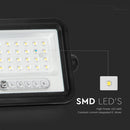 50W(700Lm) LED prožektors ar solāro paneli  DC 6V 6W, V-TAC, IP65, melns, ar tālvadības pulti un regulējamu krāsu temperatūru,7IN1